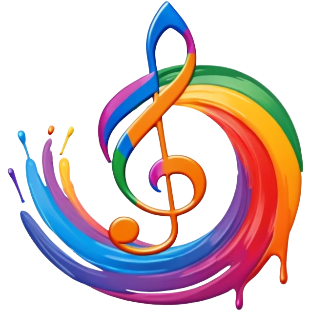 Abstract swirl combining a paint stroke, music note, and stage curtain – symbol of diverse artistic expression emoji