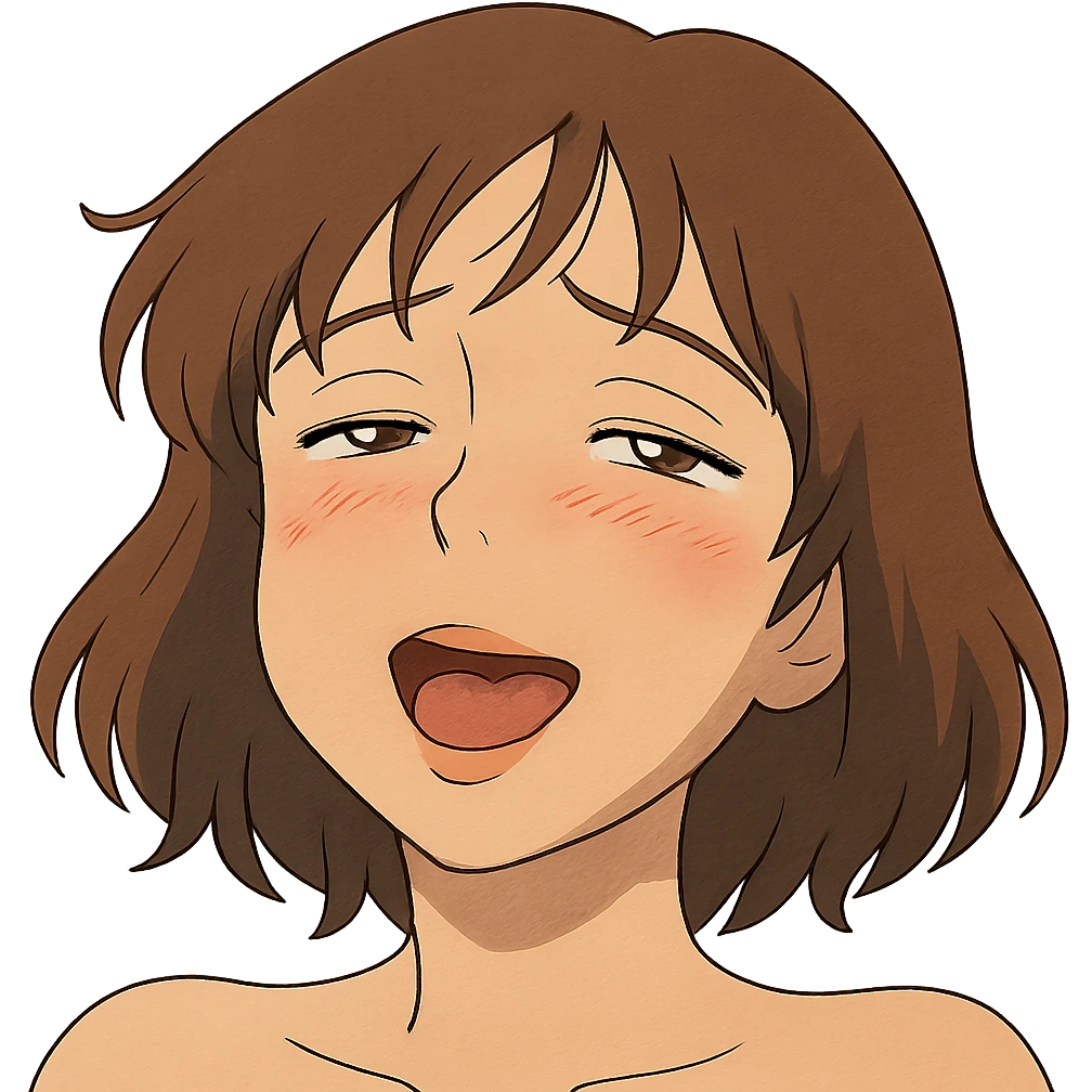 ghibli style soft and expressive lusty face emoji