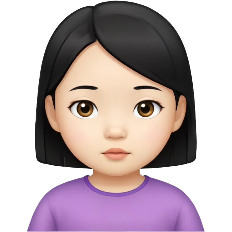 close up toddler girl face, Asian small eyes, light skin, straight black hair, no body, no neck emoji