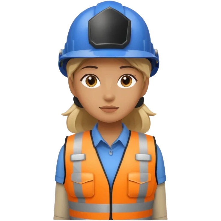 Girl full body standing with her security helmet and security vest on emoji