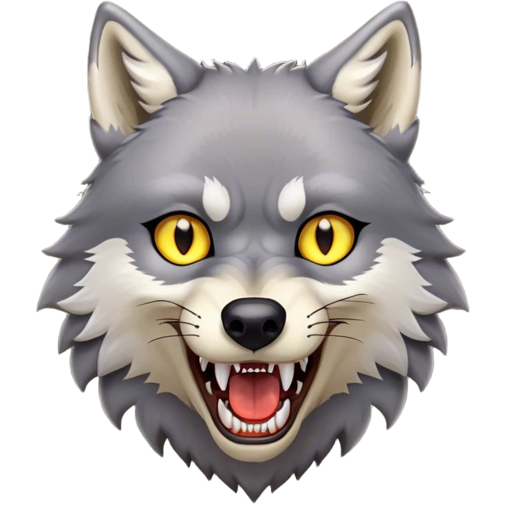 transparent_background, no_humans, wolf, looking_at_viewer, yellow_eyes, fangs, solo, straight-on, open_mouth, teeth, animal, full_body emoji