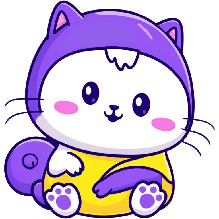 adorable baby slugcat from Rain World with non-binary flag colors yellow, white, purple, and black emoji