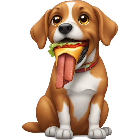 dog eating burger emoji