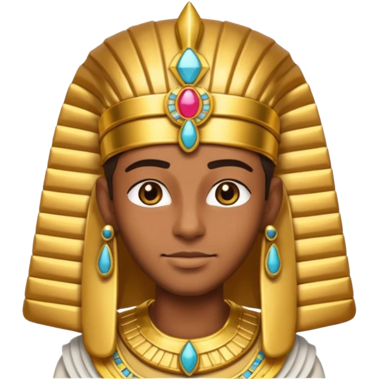 Egyptian Pharaoh, emoji style, with professional lighting, no face on objects, white background emoji