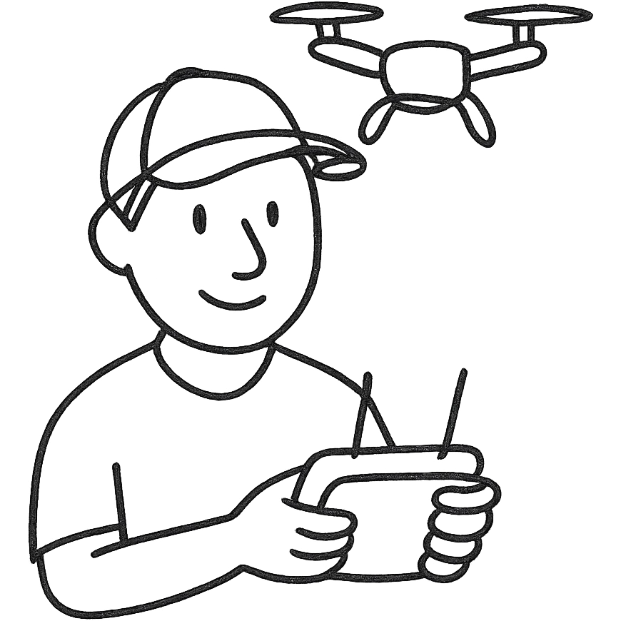 hand drawn outlined icon of a drone pilot emoji