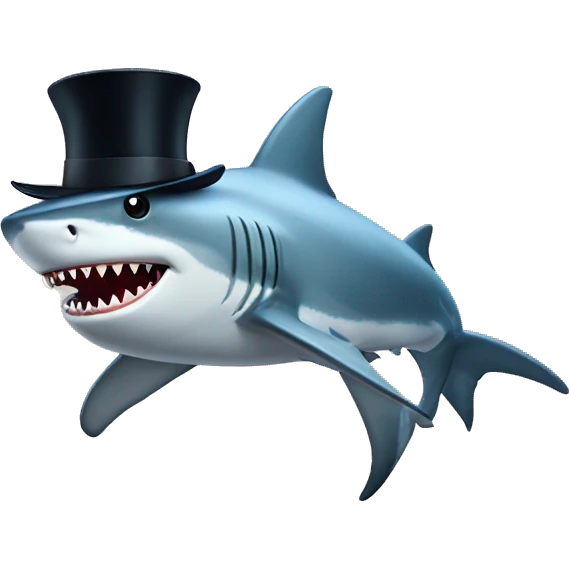 Shark with a top hat emoji