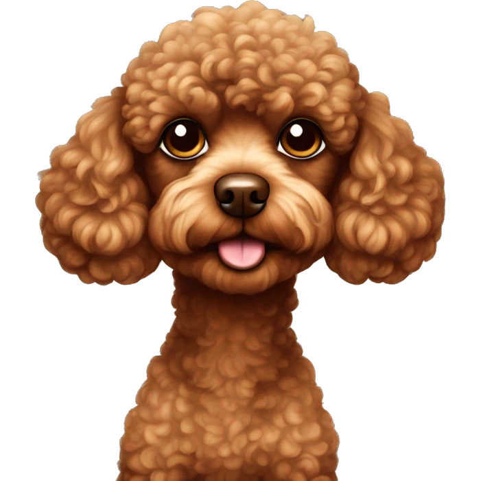 Brown colored toy poodle giving side eye emoji
