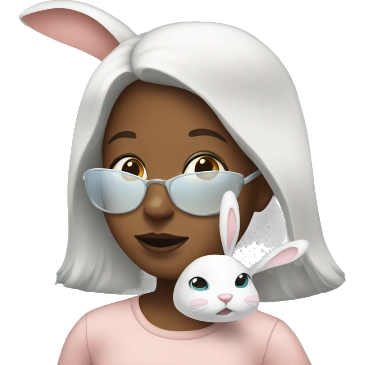 Girl with bunny mask emoji