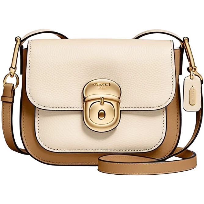 Coach Women's Hadley Mini Crossbody Bag in Pebbled Leather all white beige rectangle
 emoji