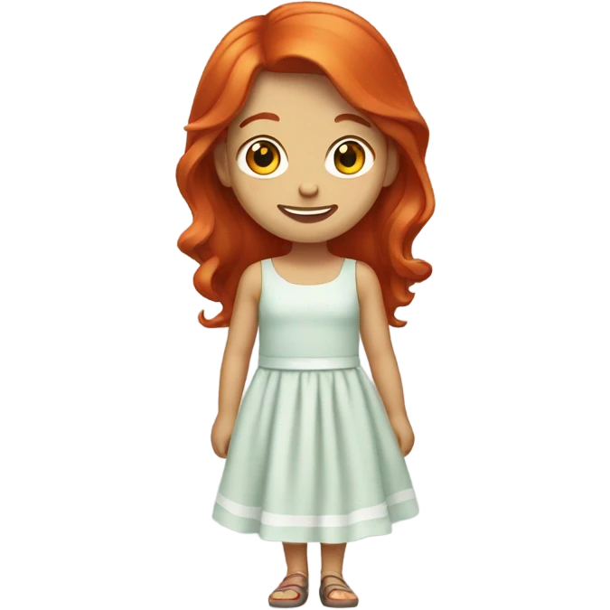 Red headed cheerful girl in a dress emoji