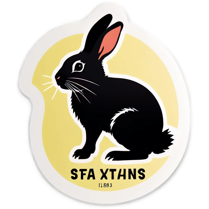 postage stamp featuring a black rabbit emoji
