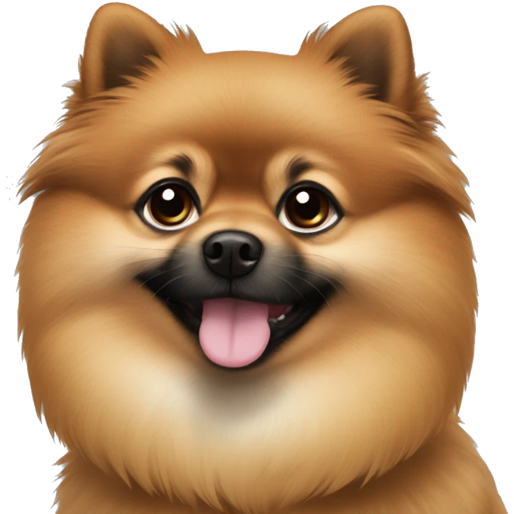 Brown Pomerania with black mouth emoji