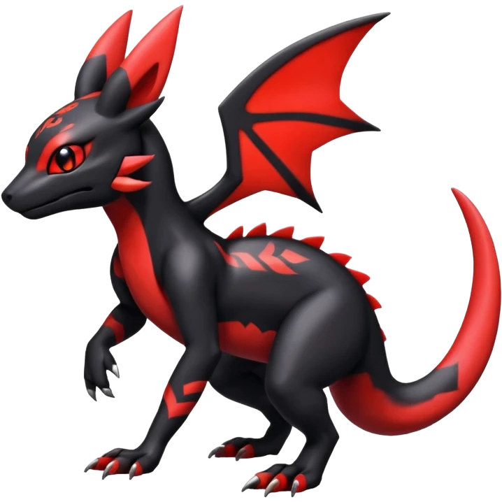 Shiny Cool Exotic Colorful Guilmon-Salandit-Umbreon-Fakémon-hybrid-creature (full body)  emoji