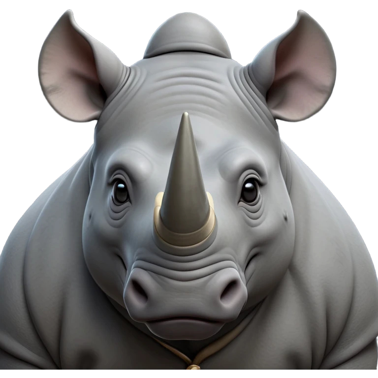 cinematic-noble--rhinoceros-portrait-emoji,slate-grey-hide--poised-and-regal,-with-a-massive,-powerful-build-and-a-thick,-deep-set-soulful-piercing-eyes,-simplified-yet-sharp-and-sophisticated-features,-highly-detailed,-large-black-eyes, zoomed out showing shoulders emoji