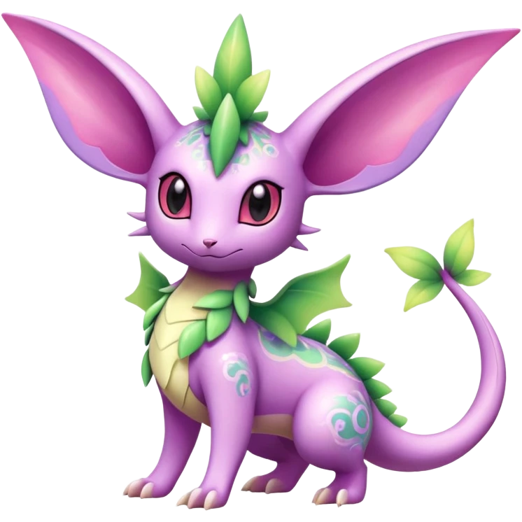 Shiny Exotic Cute Adorable Majestic Ethereal Sparkly Flygon-Espeon-Meganium-Shaymin-Hybrid-Creature with pattern-markings emoji
