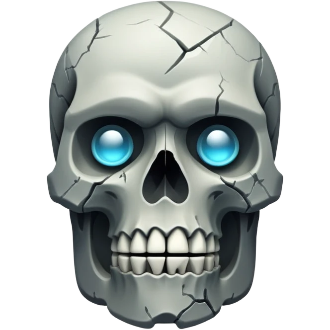 a skull combined with freezing face combined with moai combined with mind blown emoji