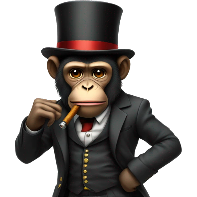 Pissed off monkey smoking cigar with a top hat and street clothes emoji