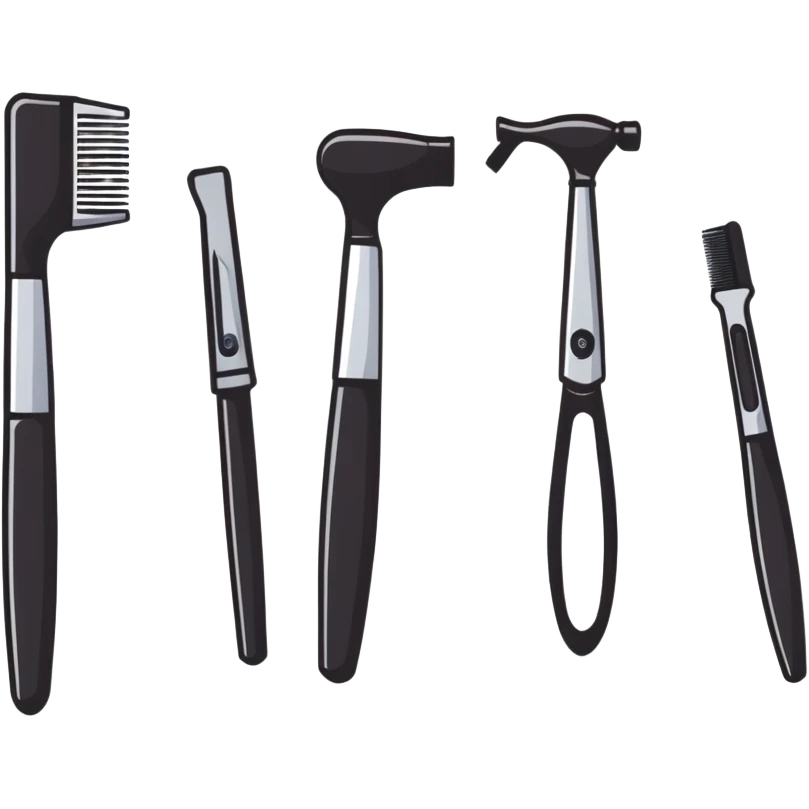 cute hair styling tools with smiling faces emoji