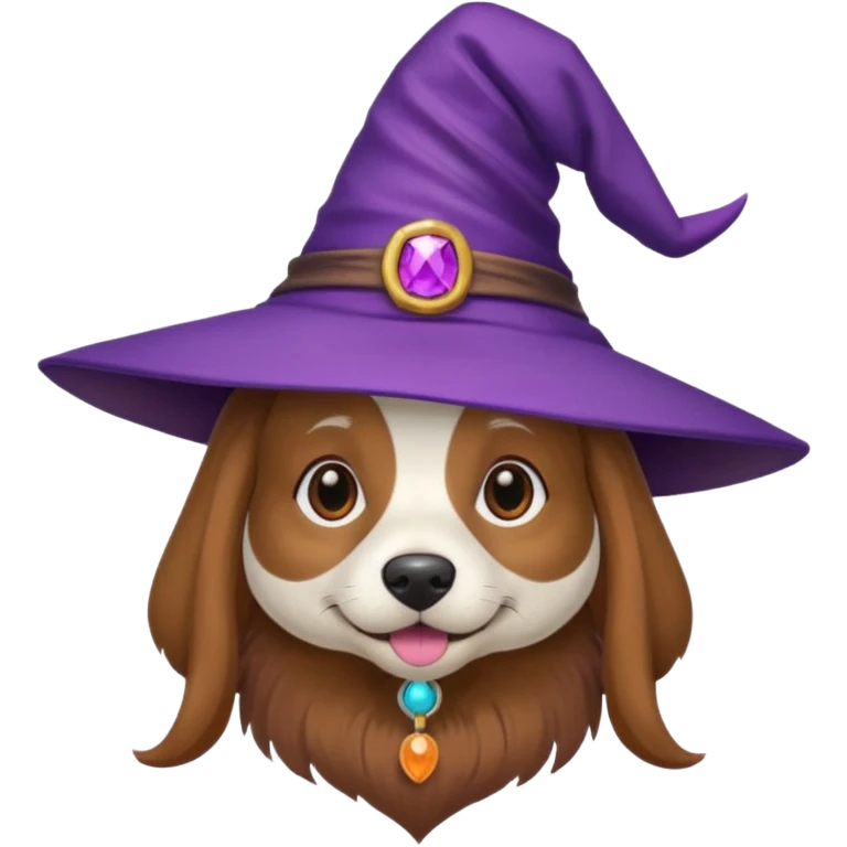 dog wear purple wicth hat emoji