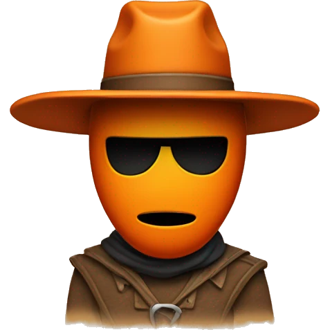 A orange stickmen with a hat which is not a cowboy hat but regular hat emoji
