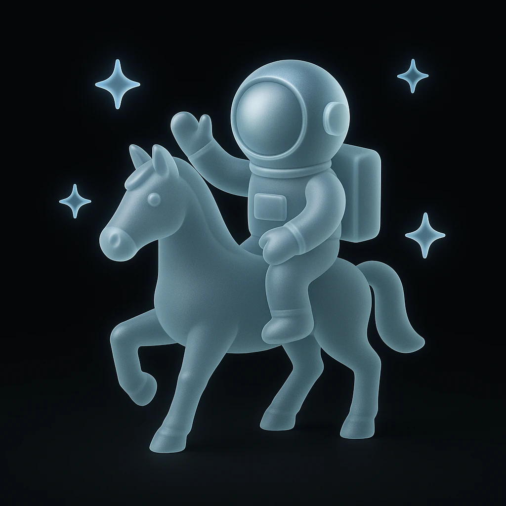 astronaut on horseback with stars in background emoji