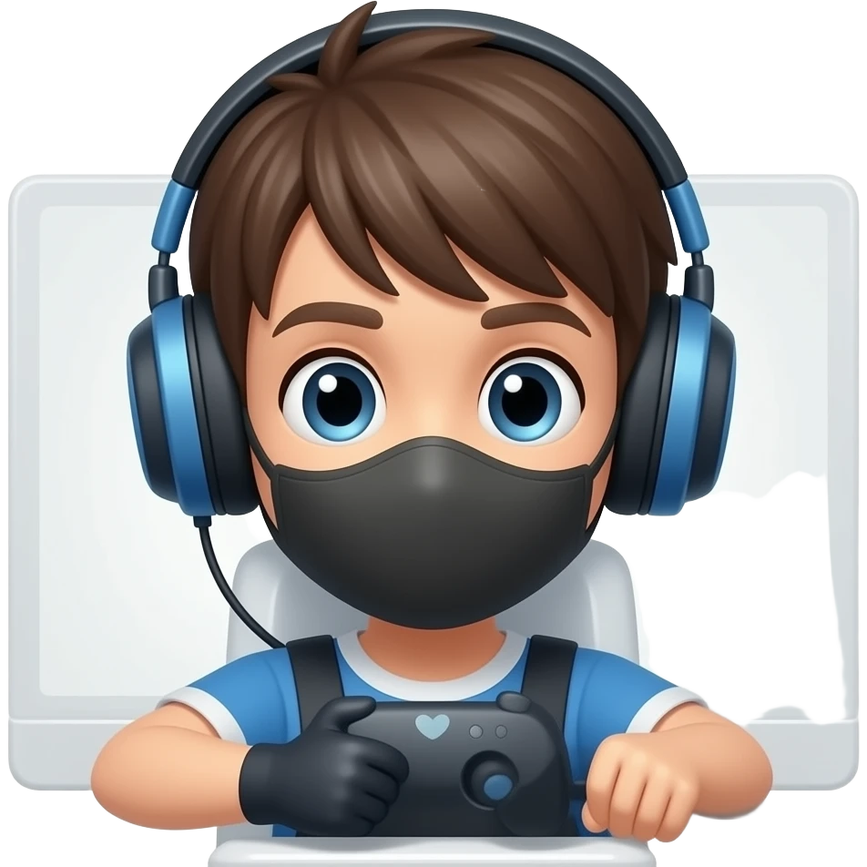 Kid on gaming pc back view emoji