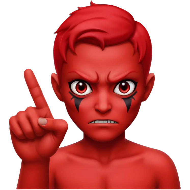 red evil pointing one fingure emoji