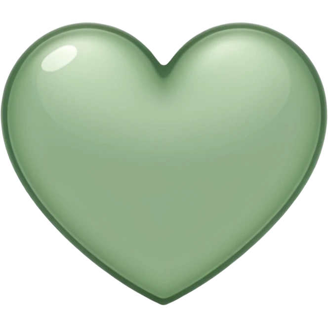 sage green heart with transparent bg without highlights, more thin and narrow emoji