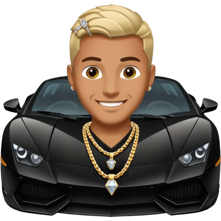 ultra rich man with diamond chain getting out of lamborghini emoji