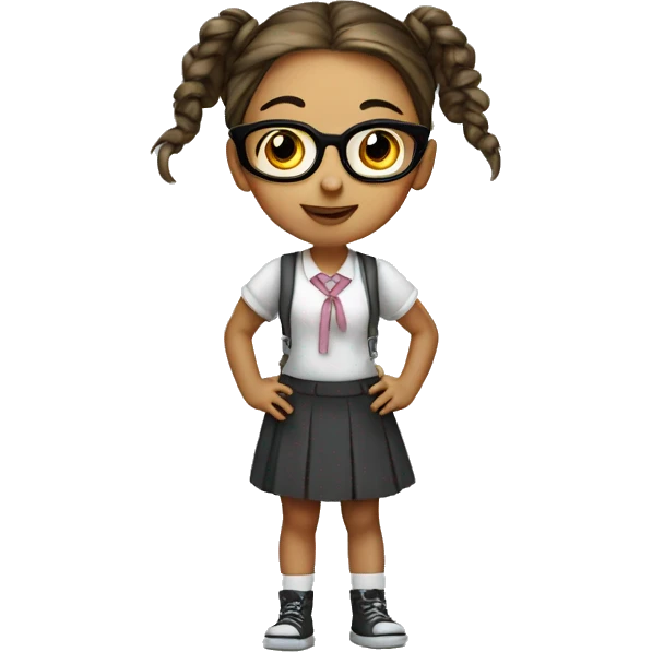 Cute Nerd girl with pigtails emoji