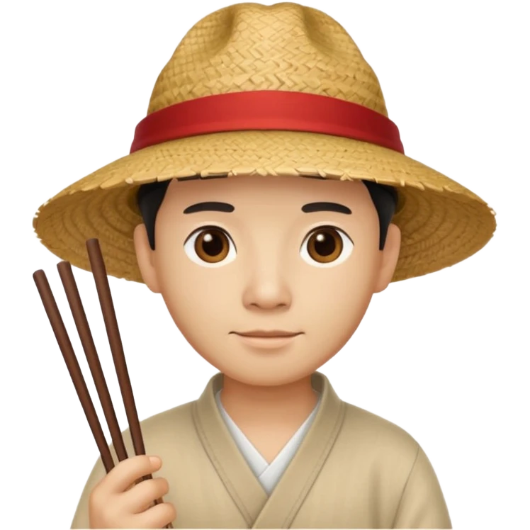 Chinese guy with a hat and chopsticks emoji