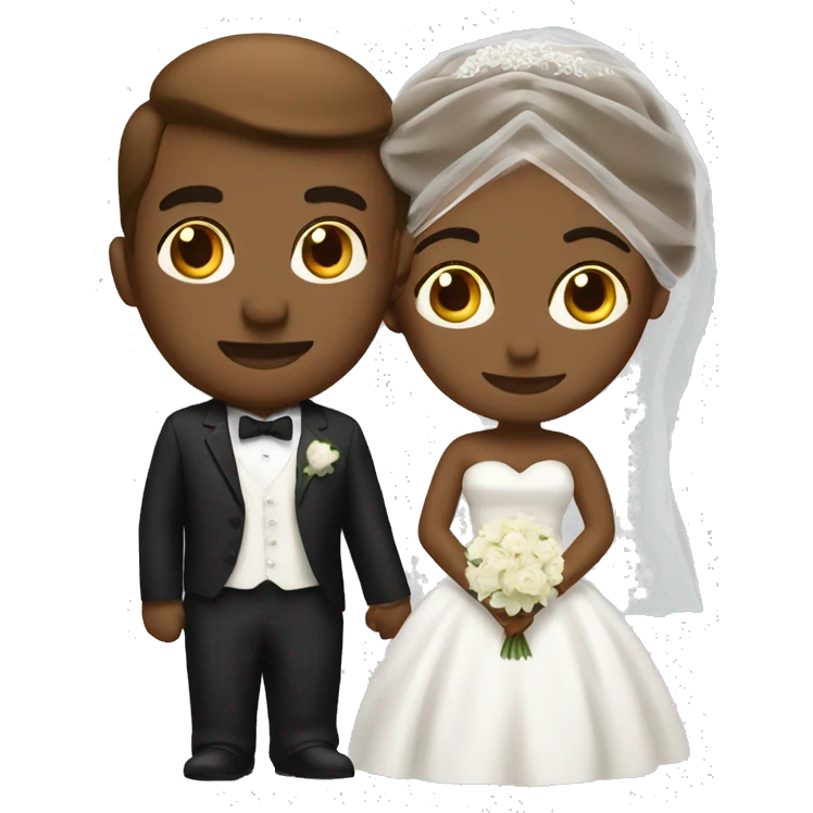 Brown bride white groom emoji