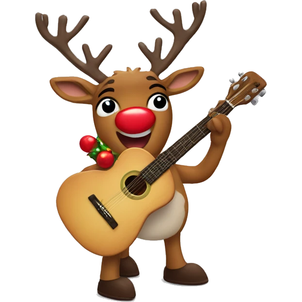 Rudolph with a guitar emoji