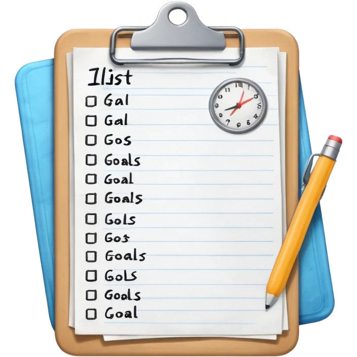 clipboard with list, all goals missed emoji