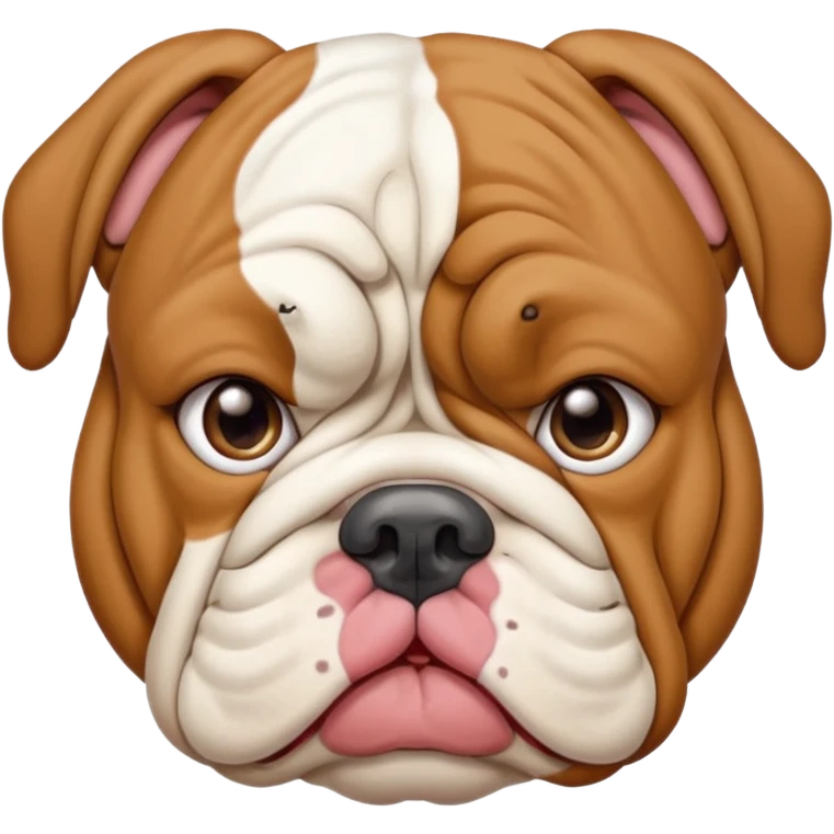Sad tan & white female English bulldog emoji