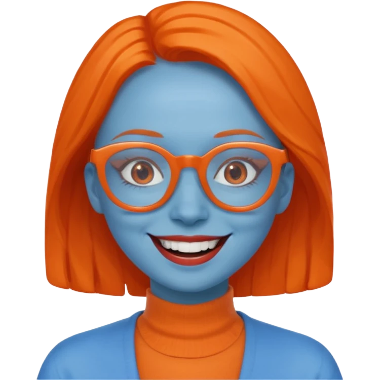 blue skinned orange glassed woman emoji