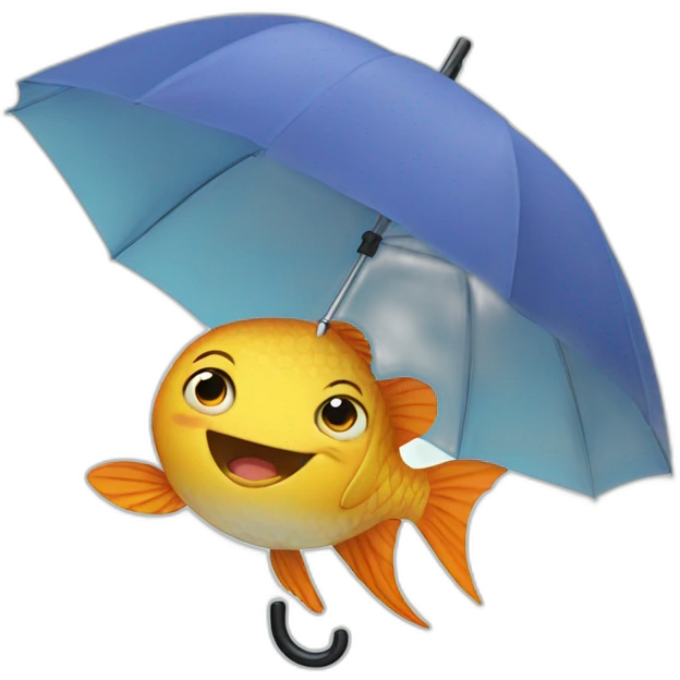 cute fish using an umbrella emoji