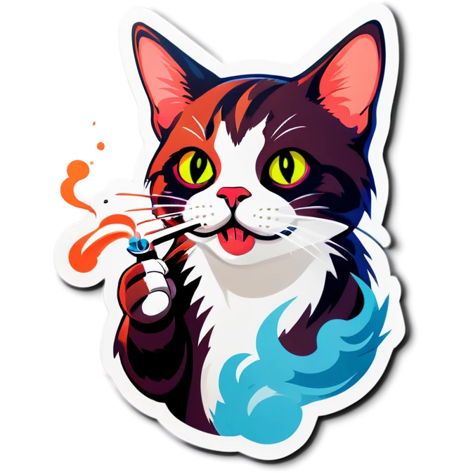 Cat vaping emoji