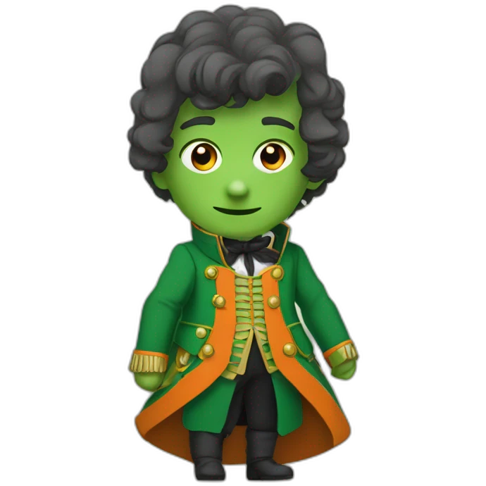 napoléon in green and orange coat with a sticker HistoryLand emoji