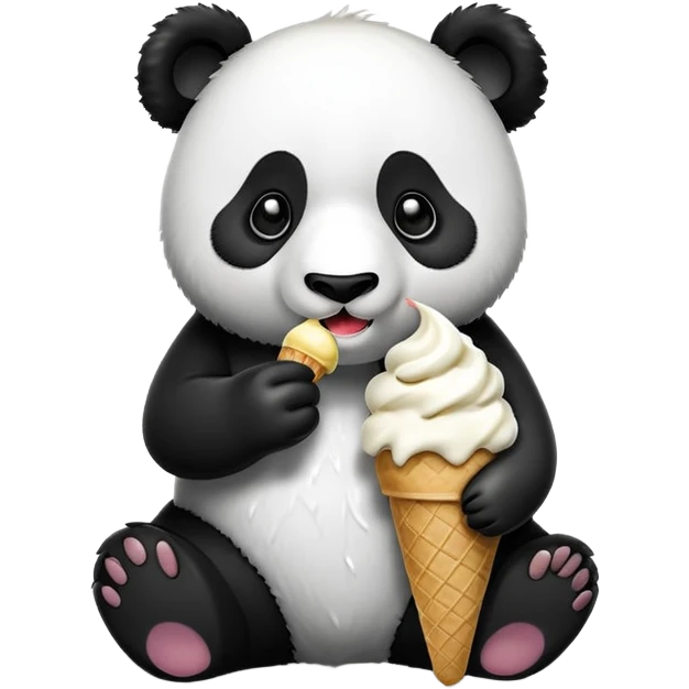 Panda eating ice cream emoji