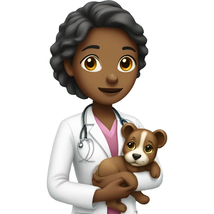 girl doctor holding an animal emoji