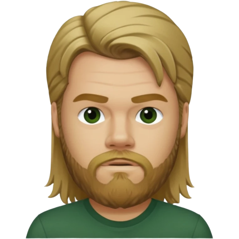 Ryan Dunn with long dark blonde hair, dark green shirt emoji