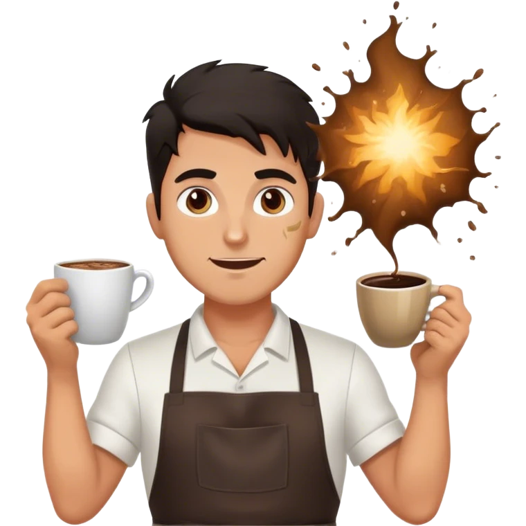 Male barista with exploding coffee  emoji