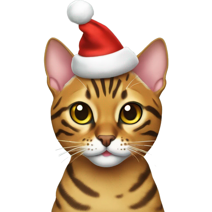 Bengal cat with cristmas hat emoji