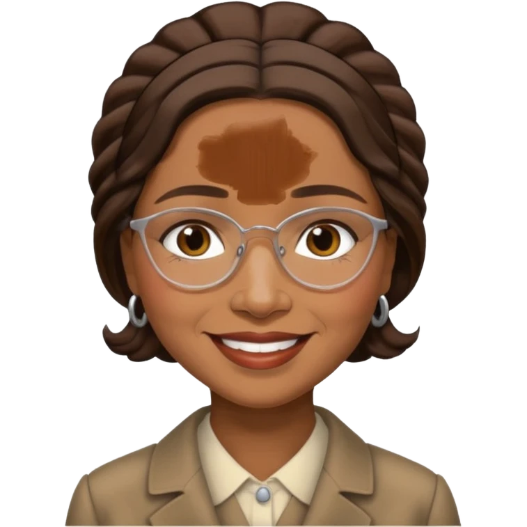 Rosa Parks with dark brown hair emoji