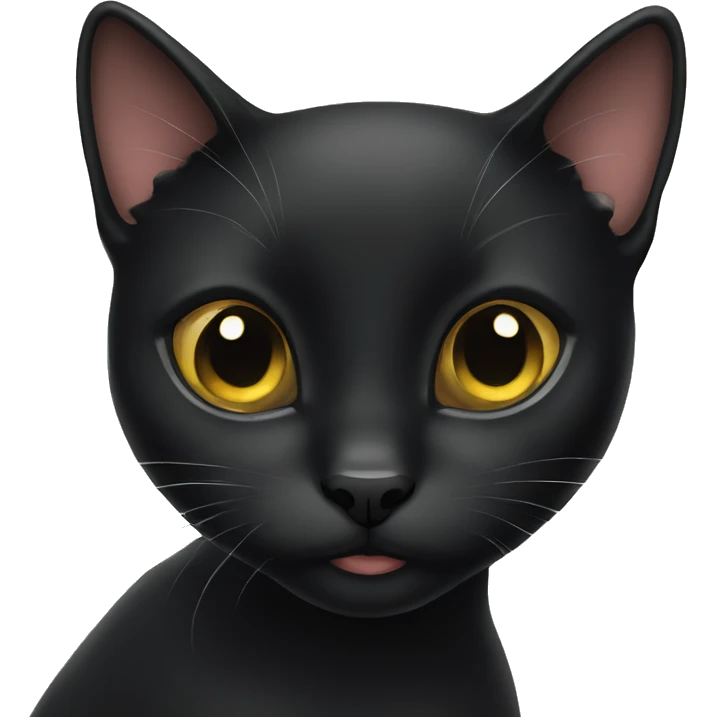 curious black cat staring calmly emoji