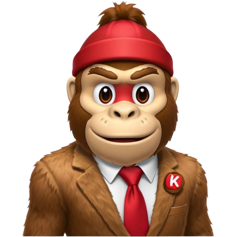 Donkey Kong🦍💪🐵 with red tie with his initials (DK) on emoji