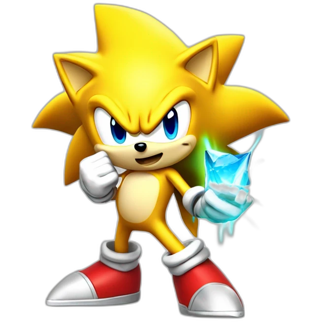 Super Sonic the hedgehog with à Chaos emerald emoji