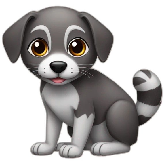Raccooon sitting on a labrador emoji