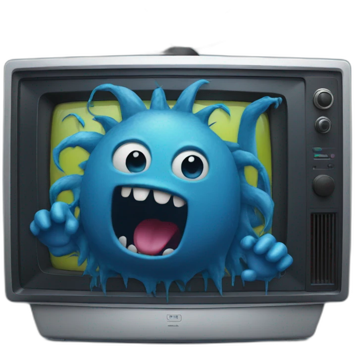 blue monster coming out of a tv emoji emoji